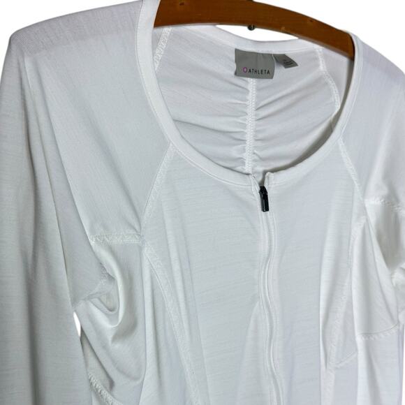 Athleta Women’s Sz M Pacifica Rashguard Top White Long Sleeve Half Zip 594399 - Picture 3 of 8